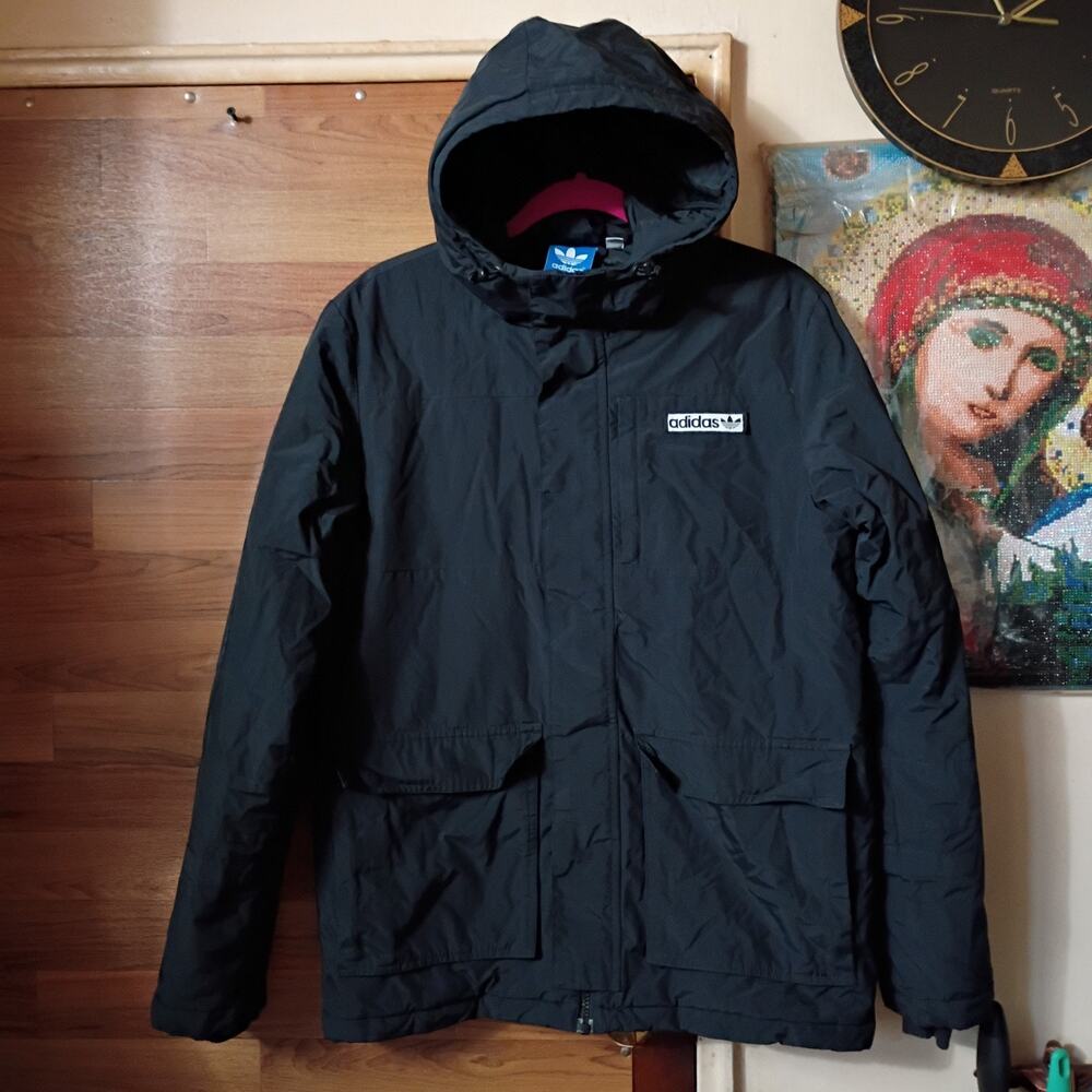 ADIDAS ORIGINALS PADDED PARKA COAT JACKET BLACK  MENS /S